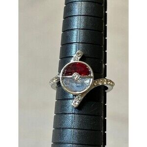 Pokémon Style Fashion Ring Silver Tone Size 7